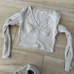 SO Light Gray Ribbed Knit Top
